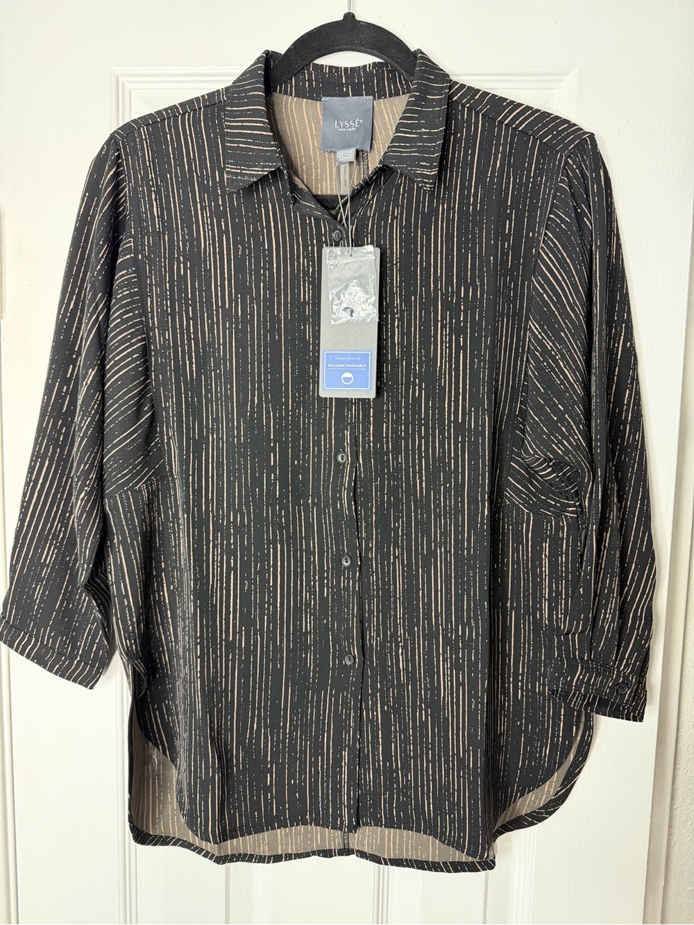 Lysse women’s Black Patterned Button-Up Shirt